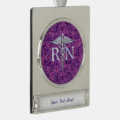 Registriert Krankenschwester RN Caduceus auf Pink  Banner-Ornament Silber (Rechts)