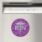 Registriert Krankenschwester RN Caduceus auf Pink  Magnet (In Situ (Geschirrspüler))