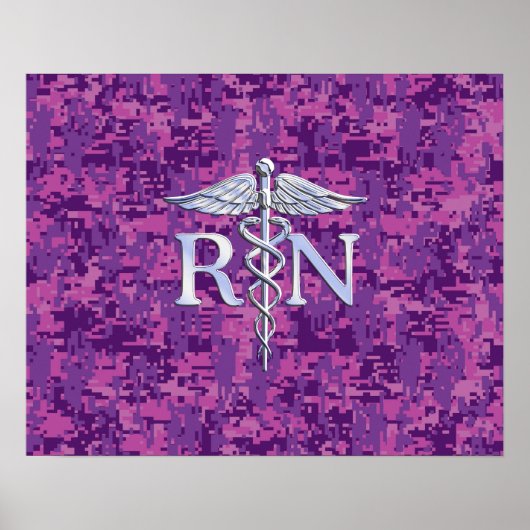 Registriert Krankenschwester RN Caduceus auf Pink  Poster (Vorne)