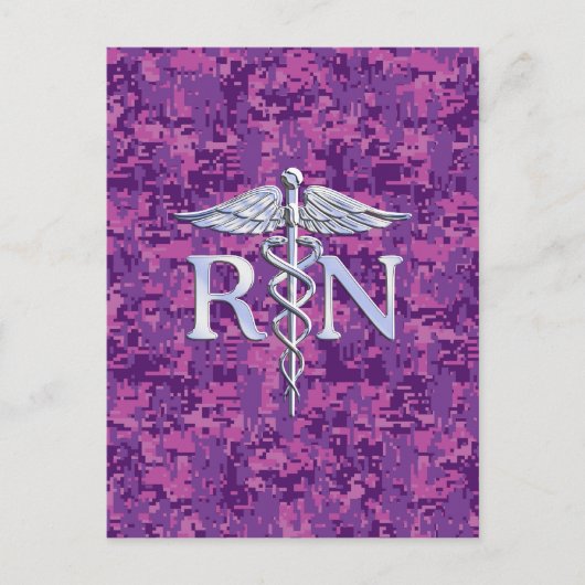 Registriert Krankenschwester RN Caduceus auf Pink Postkarte (Vorderseite)