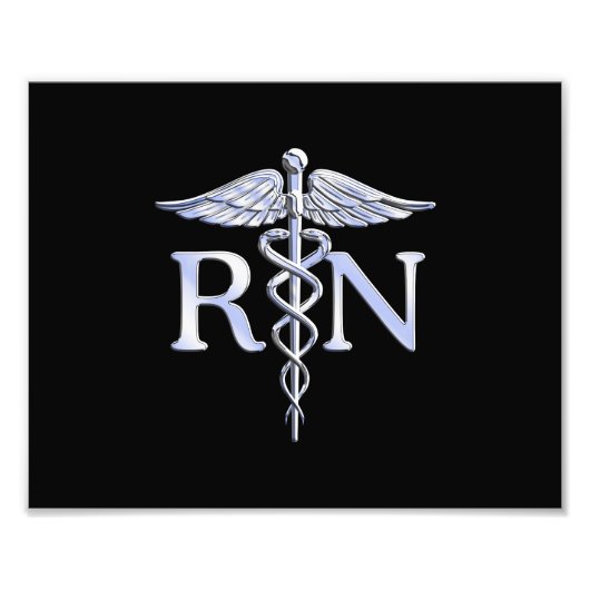 Registriert Krankenschwester RN Silver Caduceus au Fotodruck (Vorne)