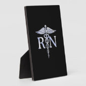 Registriert Krankenschwester RN Silver Caduceus au Fotoplatte (Seite)
