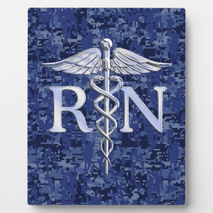 Registriert Krankenschwester RN Silver Caduceus au Fotoplatte