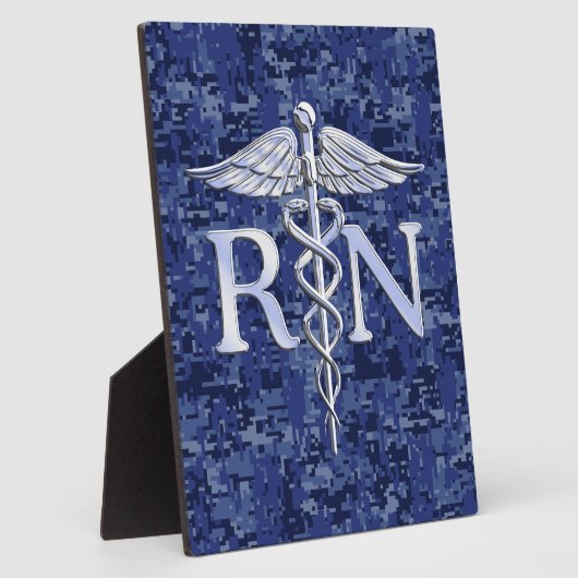 Registriert Krankenschwester RN Silver Caduceus au Fotoplatte (Seite)