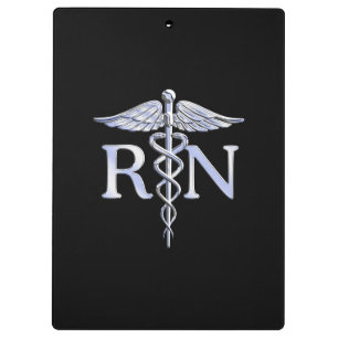 Registriert Krankenschwester RN Silver Caduceus au Klemmbrett
