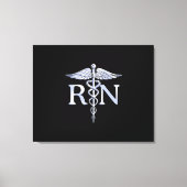 Registriert Krankenschwester RN Silver Caduceus au Leinwanddruck (Vorderseite)