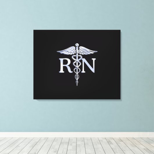 Registriert Krankenschwester RN Silver Caduceus au Leinwanddruck (Insitu (Holzboden))