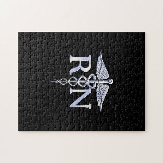 Registriert Krankenschwester RN Silver Caduceus au Puzzle (Horizontal)