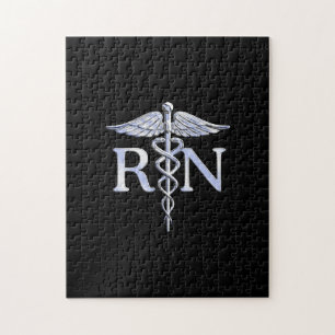Registriert Krankenschwester RN Silver Caduceus au Puzzle