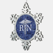 Registriert Krankenschwester RN Silver Caduceus au Schneeflocken Zinn-Ornament (Rechts)