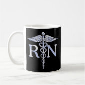 Registriert Krankenschwester RN Silver Caduceus Sn Kaffeetasse (Links)