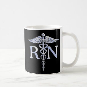Registriert Krankenschwester RN Silver Caduceus Sn Kaffeetasse