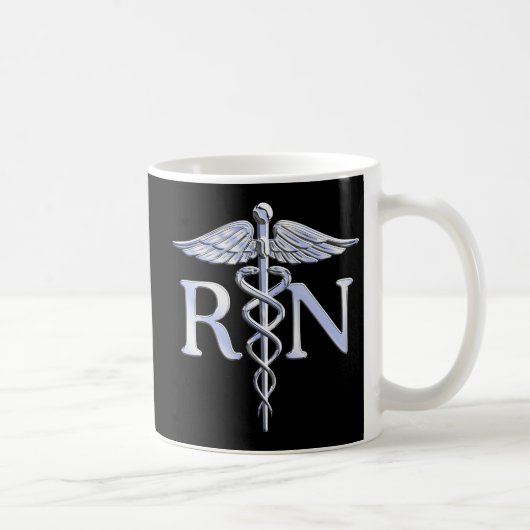 Registriert Krankenschwester RN Silver Caduceus Sn Kaffeetasse (Rechts)