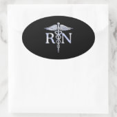 Registriert Krankenschwester RN Silver Caduceus Sn Ovaler Aufkleber (Tasche)