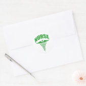 Registriert Nurse Caduceus Green Runder Aufkleber (Umschlag)