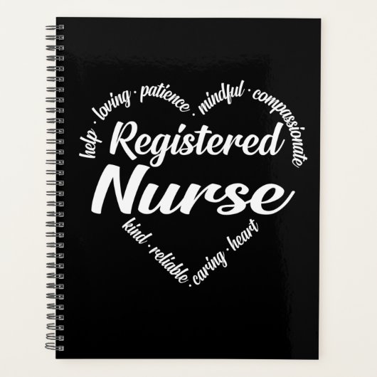 Registriert Nurse Heart Word Cloud Planer (Vorderseite)