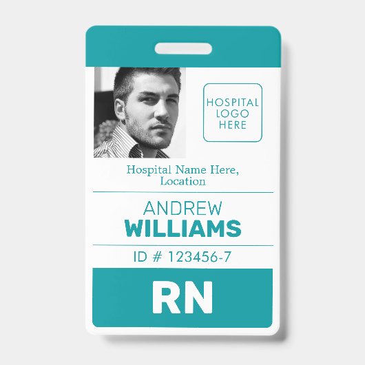 Registriert Nurse-ID Nummer Aquamarines White-Logo Ausweis (Front)