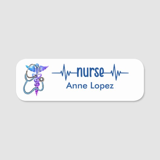 Registriert Nurse RN Abzeichen Navy Blue Pink Mode Namensschild (Vorderseite)