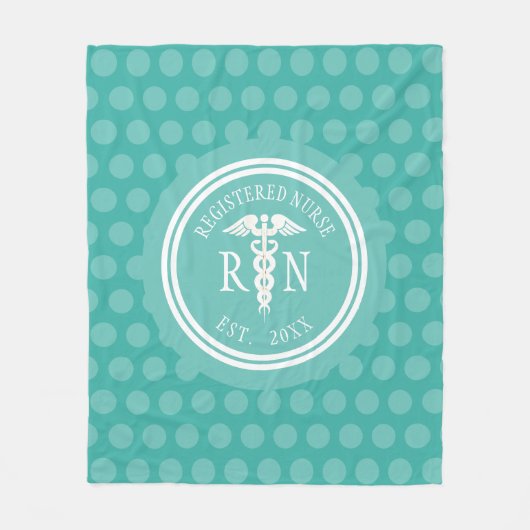 Registriert Nurse RN Caduceus Abschluss Jahr Aquam Fleecedecke (Vorderseite)