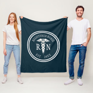 Registriert Nurse RN Caduceus Abschluss Jahr Blau Fleecedecke