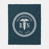 Registriert Nurse RN Caduceus Abschluss Jahr Blau Fleecedecke (Vorderseite)