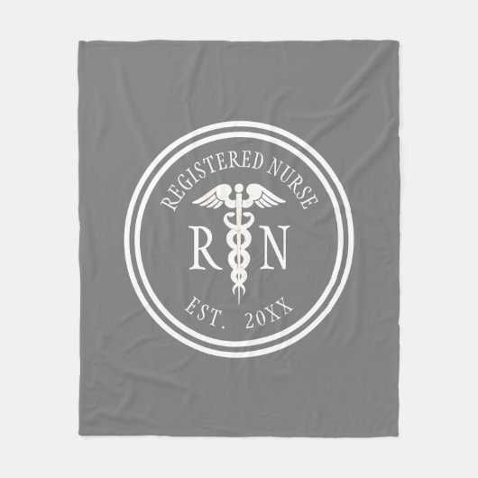 Registriert Nurse RN Caduceus Abschluss Jahr Fleecedecke (Vorderseite)