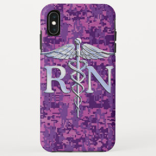 Registriert Nurse RN Caduceus auf Fuchsia Camoufla Case-Mate iPhone Hülle