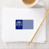 Registriert Nurse RN Caduceus auf Navy Blue Adressaufkleber (Insitu)