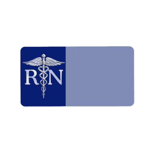 Registriert Nurse RN Caduceus auf Navy Blue Adressaufkleber (Vorne)