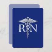 Registriert Nurse RN Caduceus auf Navy Blue Begleitkarte (Vorne/Hinten)