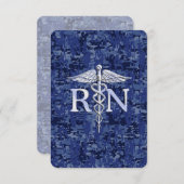 Registriert Nurse RN Caduceus auf Navy Blue Camouf Begleitkarte (Vorne/Hinten)