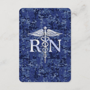 Registriert Nurse RN Caduceus auf Navy Blue Camouf Begleitkarte