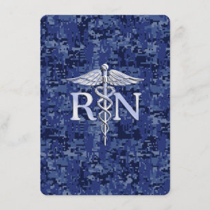 Registriert Nurse RN Caduceus auf Navy Blue Camouf Begleitkarte