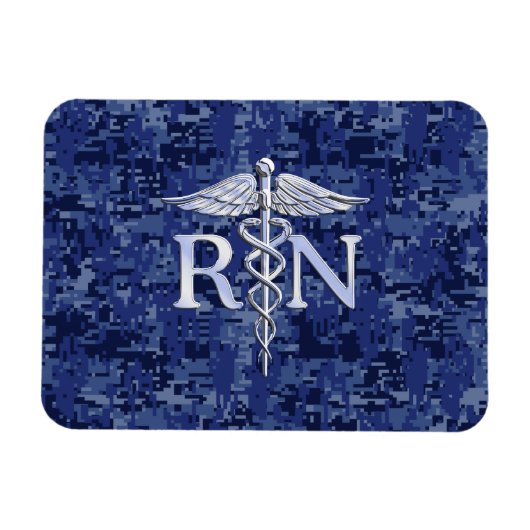 Registriert Nurse RN Caduceus auf Navy Blue Camouf Magnet (Horizontal)