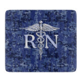 Registriert Nurse RN Caduceus auf Navy Blue Camouf Schneidebrett (Vorderseite)