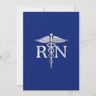 Registriert Nurse RN Caduceus auf Navy Blue Einladung