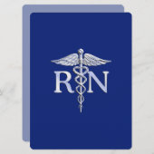 Registriert Nurse RN Caduceus auf Navy Blue Einladung (Vorne/Hinten)