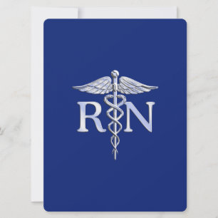 Registriert Nurse RN Caduceus auf Navy Blue Einladung