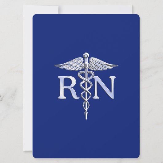 Registriert Nurse RN Caduceus auf Navy Blue Einladung (Vorderseite)