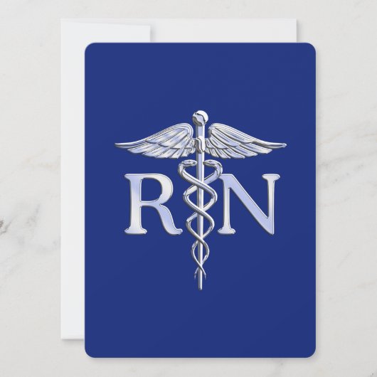 Registriert Nurse RN Caduceus auf Navy Blue Einladung (Vorderseite)