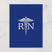 Registriert Nurse RN Caduceus auf Navy Blue Postkarte (Vorderseite)