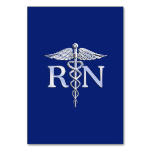 Registriert Nurse RN Caduceus auf Navy Blue Tischnummer