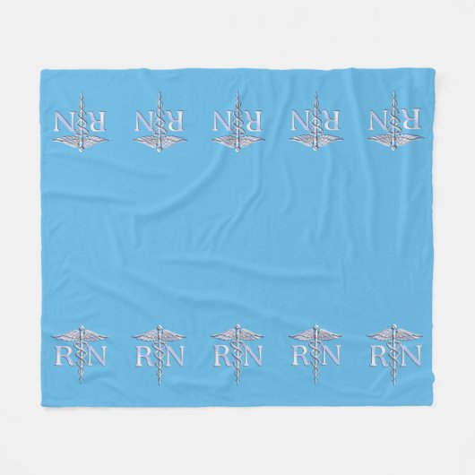 Registriert Nurse RN Caduceus auf Pastel Blue Fleecedecke (Vorderseite (Horizontal))