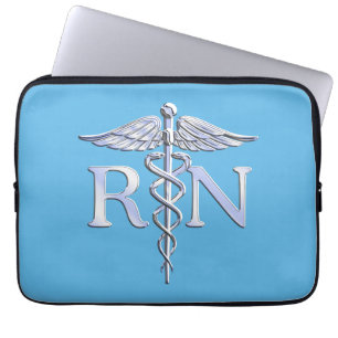 Registriert Nurse RN Caduceus auf Pastel Blue Laptopschutzhülle