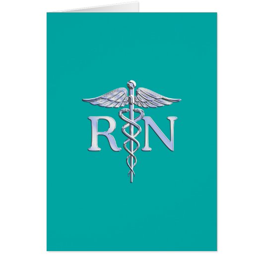 Registriert Nurse RN Caduceus auf Türkis (Vorne)