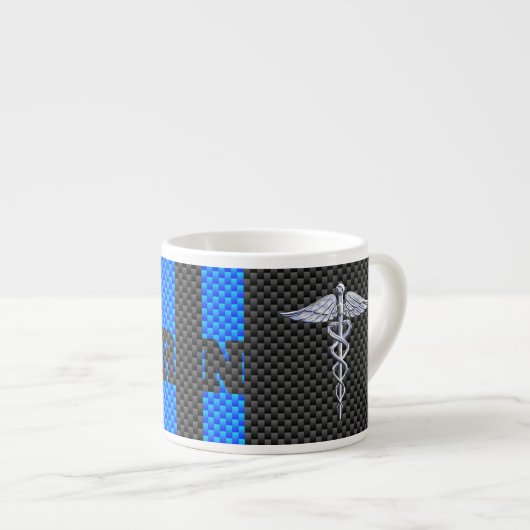 Registriert Nurse RN Caduceus Carbon Fibre Print Espressotasse (Vorderseite Rechts)
