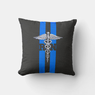 Registriert Nurse RN Caduceus Carbon Fibre Print Kissen