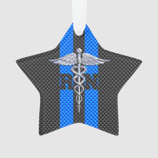 Registriert Nurse RN Caduceus Carbon Fibre Print Ornament (Vorderseite)