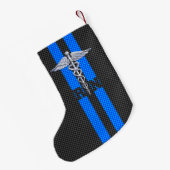Registriert Nurse RN Caduceus Carbon Fibre Streife Kleiner Weihnachtsstrumpf (Rückseite (Hängend))