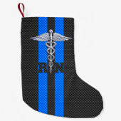 Registriert Nurse RN Caduceus Carbon Fibre Streife Kleiner Weihnachtsstrumpf (Vorderseite)